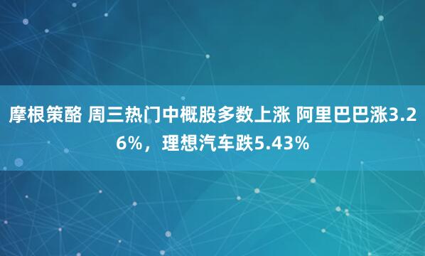 摩根策酪 周三热门中概股多数上涨 阿里巴巴涨3.26%，理想汽车跌5.43%
