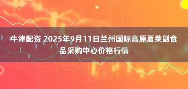 牛津配资 2025年9月11日兰州国际高原夏菜副食品采购中心价格行情